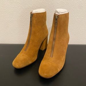 Madewell Amalia Suede Zip Boot, Caramel, Size 7